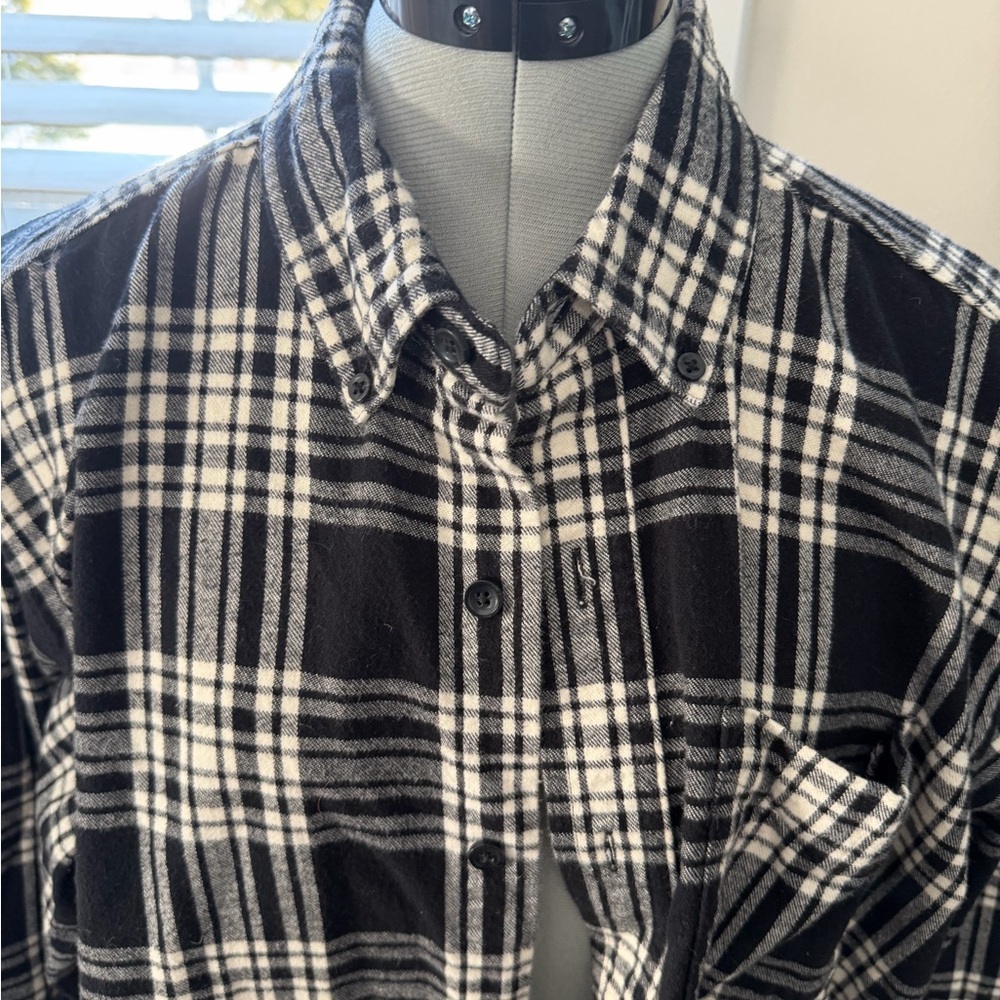 L.L. Bean Navy and White Checkered Shirt